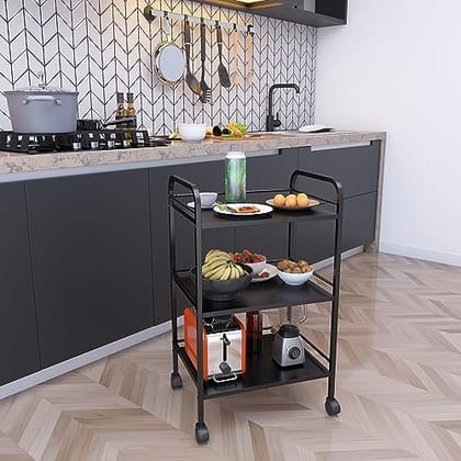 3 Tier Metal Rolling Trolley Cart Stand with Wheels 2