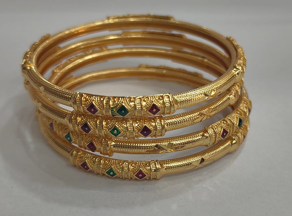 Gold Plated Bangles with Meenakari Work