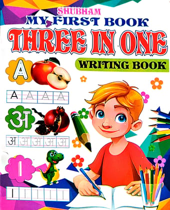 My First Book Three in One Writing Book, English Hindi Alphabet Practice, Educational Activity Book for Kids