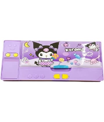 Freedy Pencil Box with Magnetic Type –Stationery Organizer for School Kids, Boys & Girls Durable Plastic, Button Operated Dual Side Case any random color and design will sent C