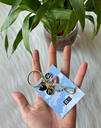 Infinity Keychain with 2 charms and 2 letters