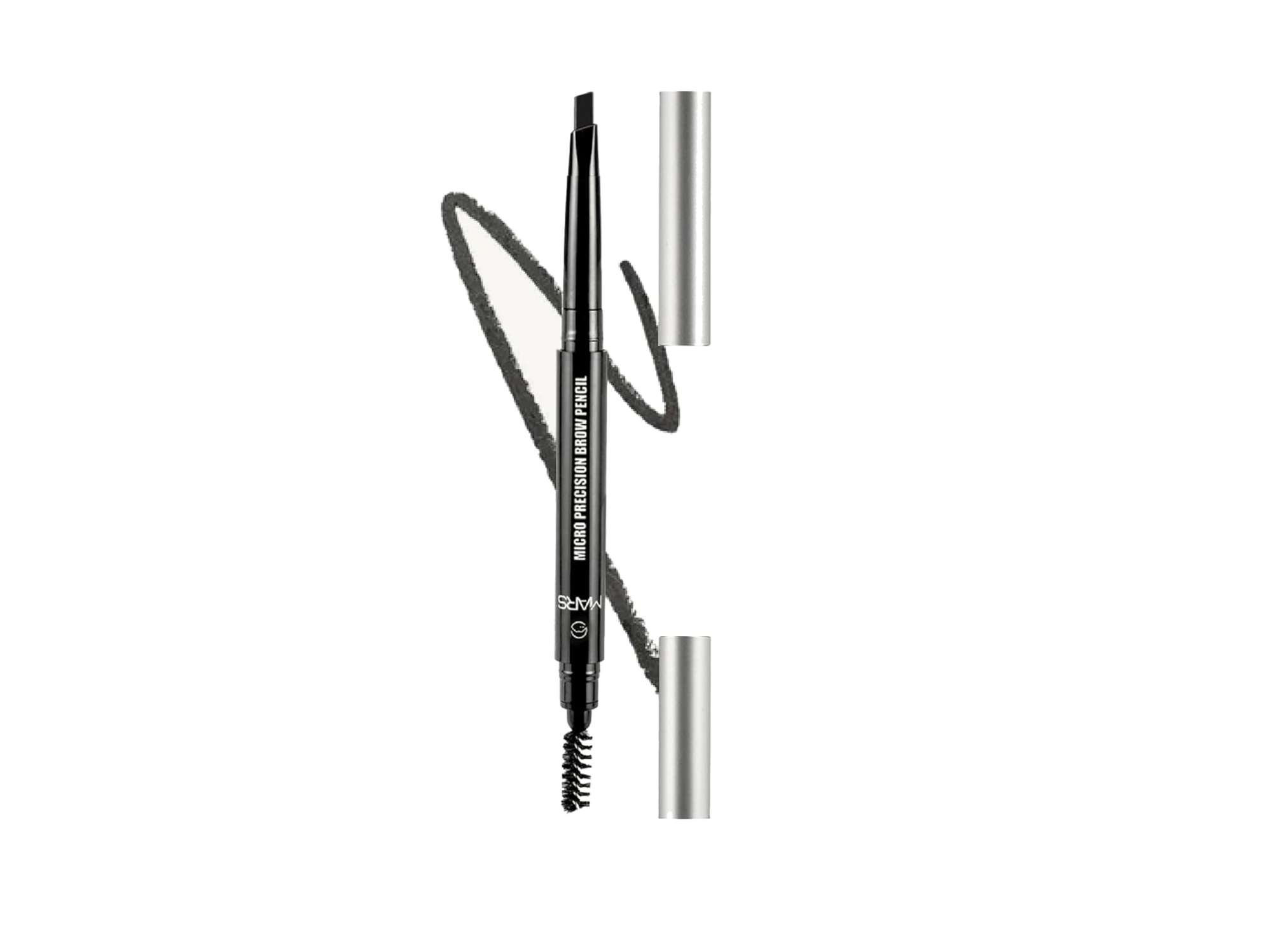 MARS Micro Precision Brow Pencil with spoolie, Retractable & Easy Glide, Long Lasting & Natural finish (0.4 g) - Black - Black