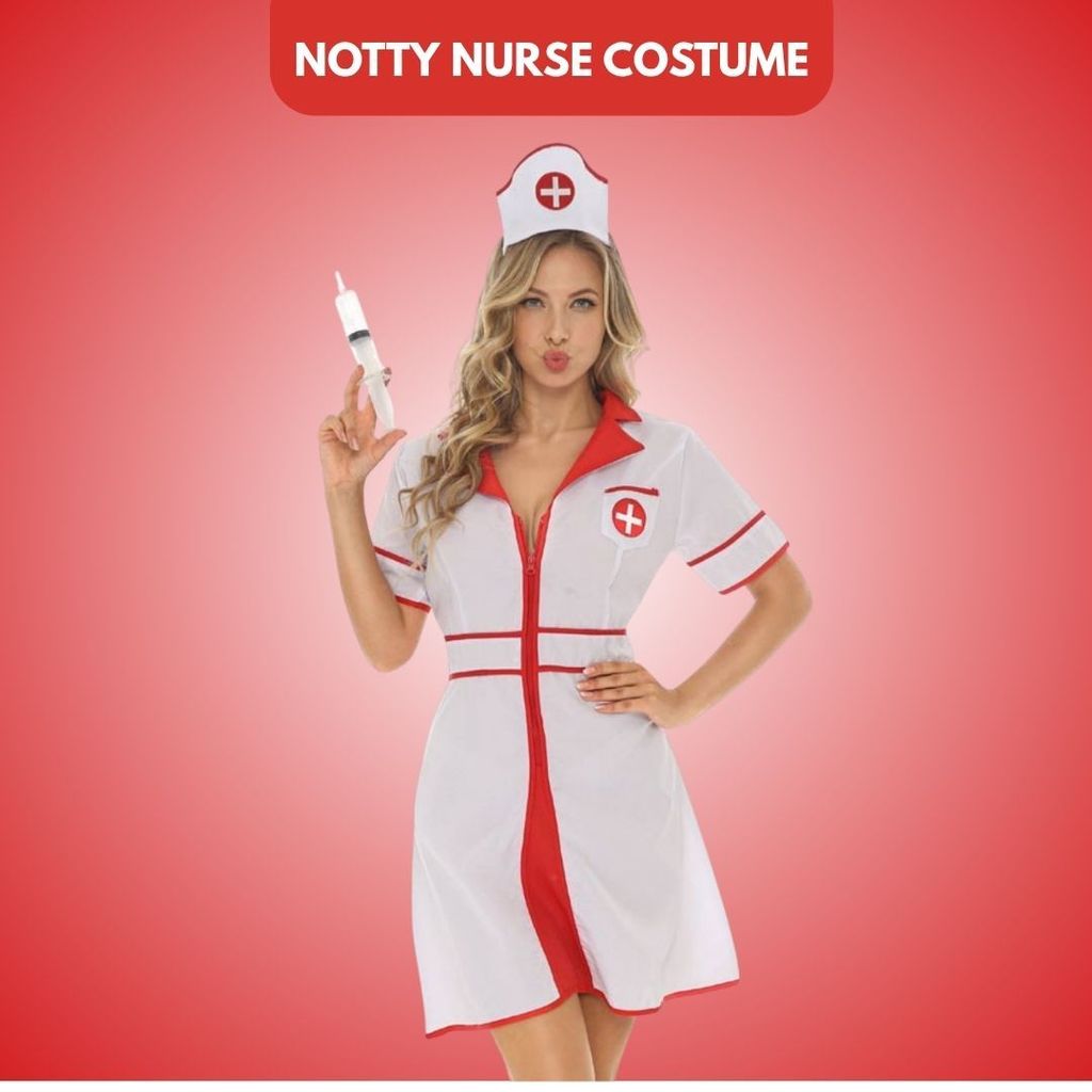 Notty Nurse Costume w/Headgear and Syringe for Adult - Size L - Party and Festive Needs | Buy online on ZillyBuy