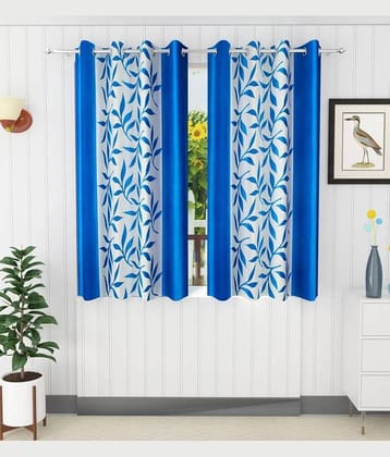 N2C Home Floral Semi-Transparent Eyelet Curtain 5 ft ( Pack of 2 ) - Teal