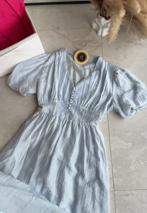 Daphne button dress-Blue / XS