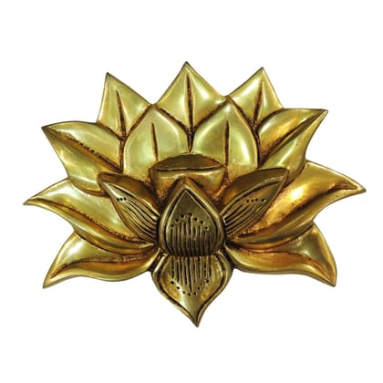 Handcrafted Brass Lotus Flower Statue | Spiritual Home Decor, Height : 5.2 Inch (BSMAS1607 F)