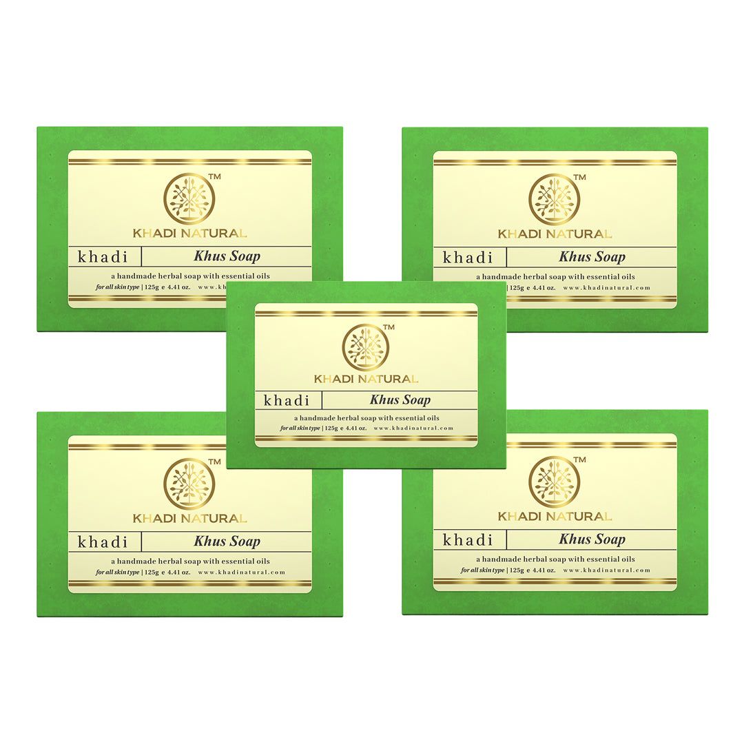 Khadi Natural Herbal Khus Soap Combo Pack Of 5 – 125gm Each