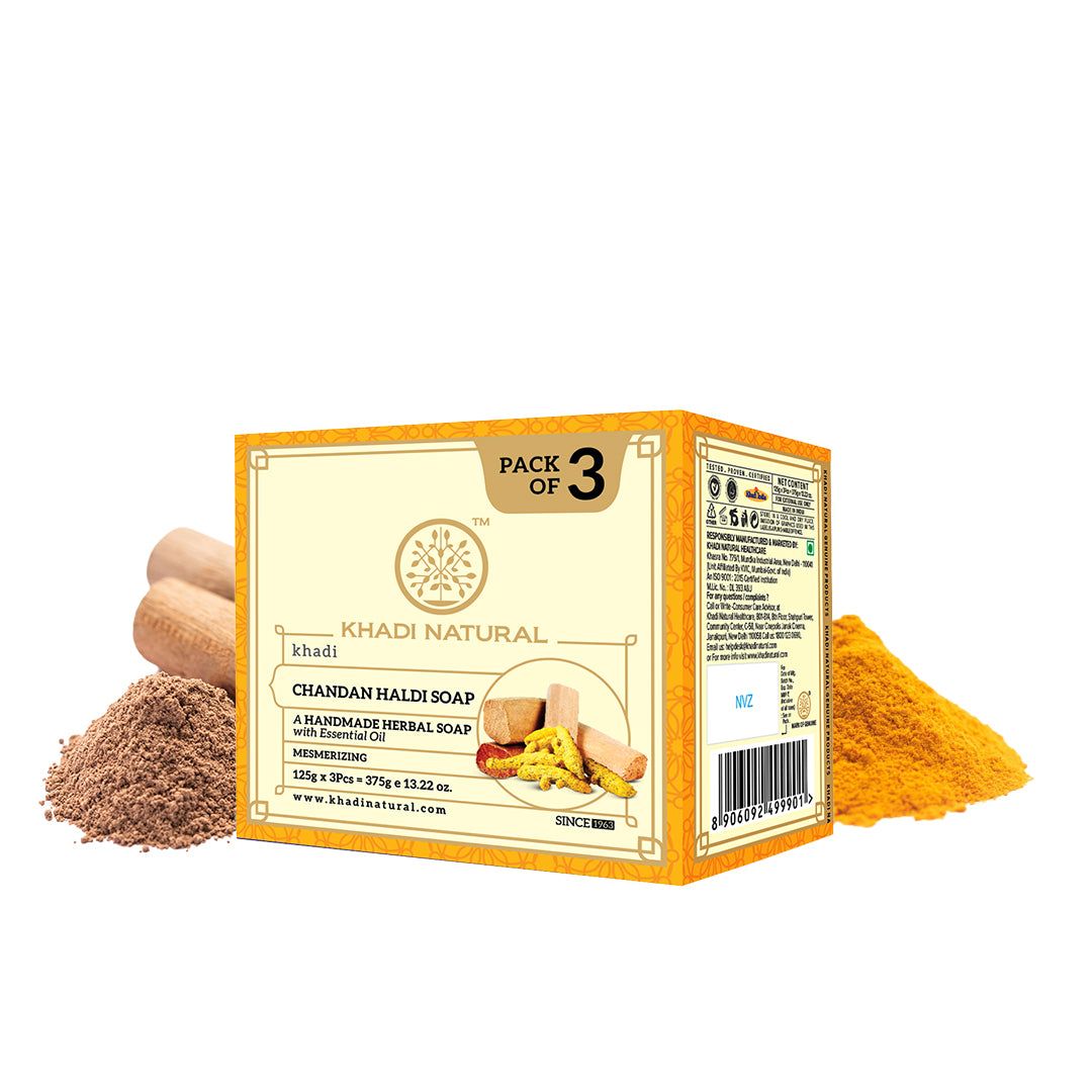 Khadi Natural Herbal Chandan Haldi Soap Combo Pack Of 3 – 125gm Each
