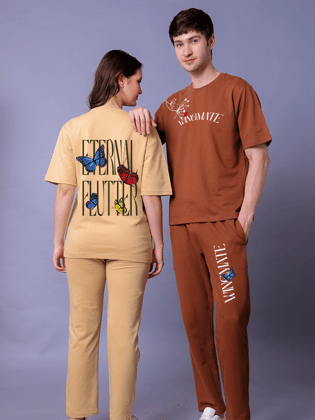 Eternal Flutter Butterfly Couple Co-Ord Set With Joggers (Pack of 2)