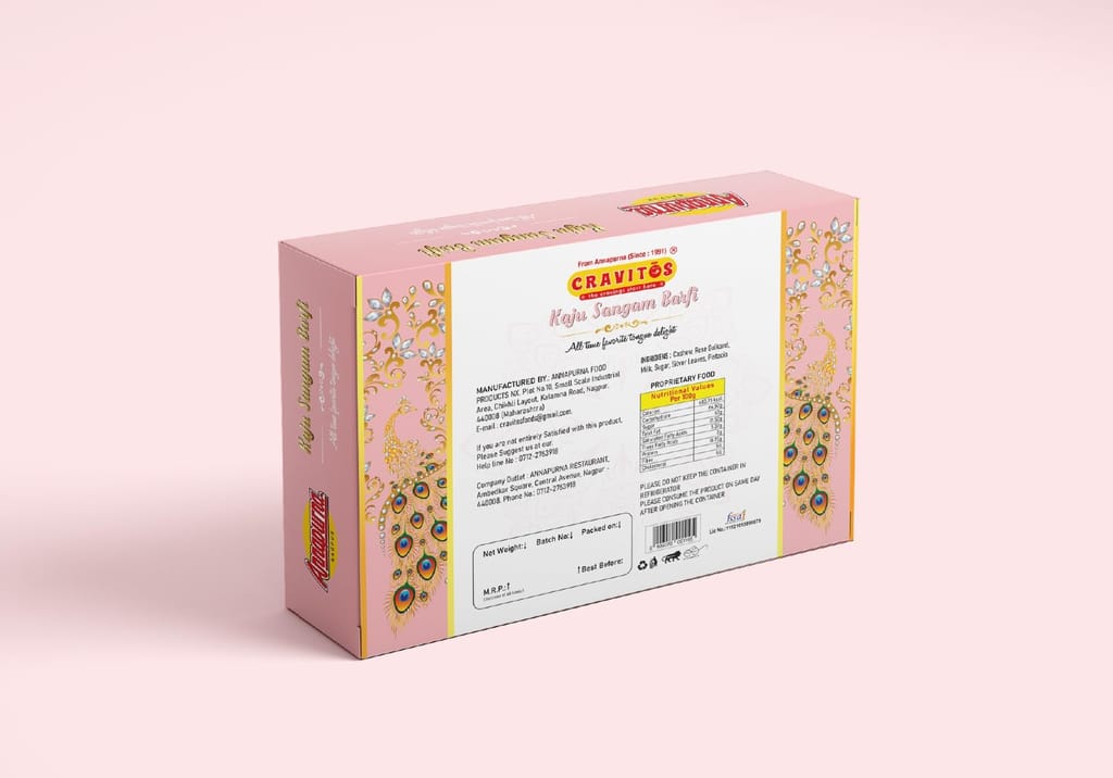 Cravitos Kaju Sangam Burfi | Premium Kaju Barfi Made with Finest Cashews | Handcrafted Indian Mithai | Traditional Sweet | 250g