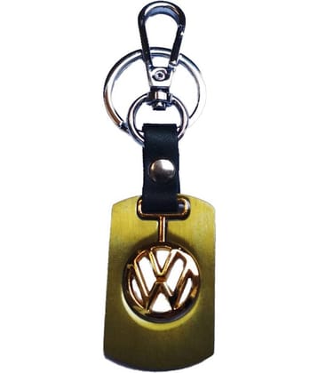 Americ Style VOLKSWAGEN Golden Metal Swinging Logo Locking Locking Key Chain  (Gold)