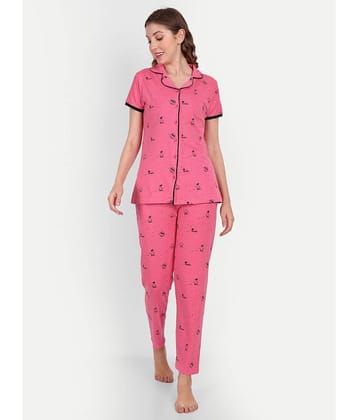 Aprozone - Pink Hosiery Women's Nightwear Nightsuit Sets ( Pack of 1 )