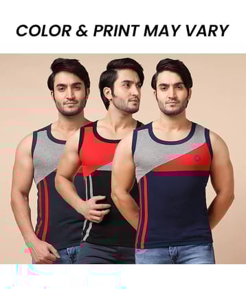 Dollar Bigboss Men's Pack of 3 Solid Combed Cotton Racerback Styled Gym Vest (Colour May Vary)