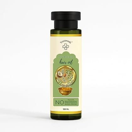 Trustmeds Ayurvedic Hair Oil, No Mineral Oil, Silicone, Preservatives, Artificial Fragrance & Synthetic Chemicals, 100 ML