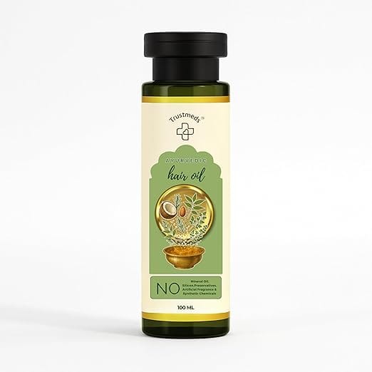 Trustmeds Ayurvedic Hair Oil, No Mineral Oil, Silicone, Preservatives, Artificial Fragrance & Synthetic Chemicals, 100 ML