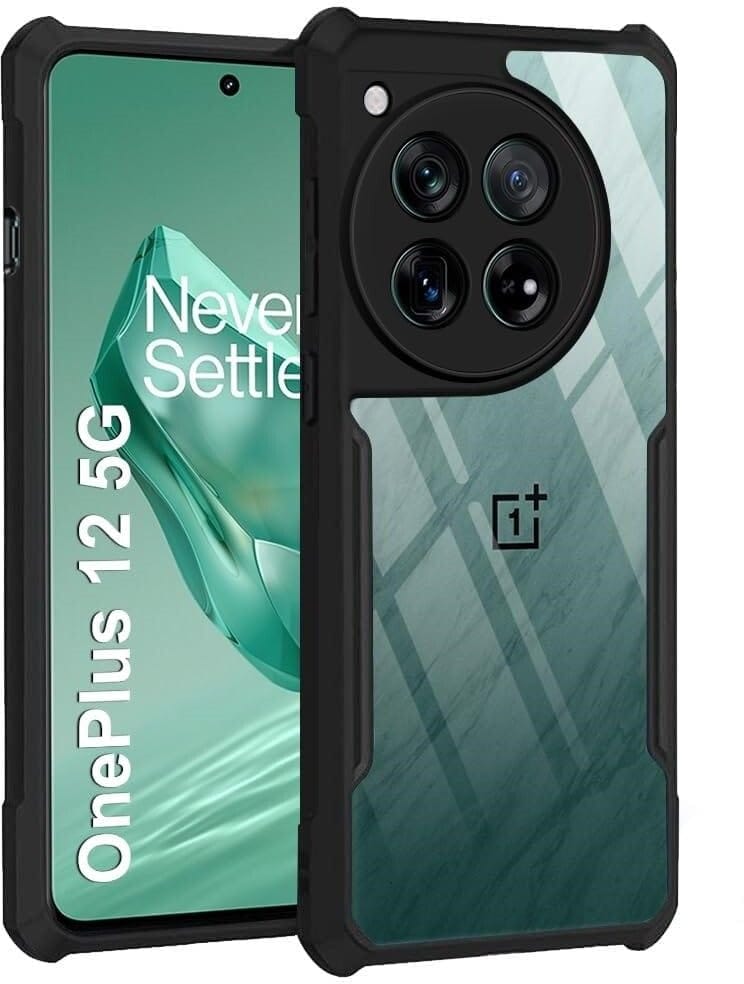 PLUGTECH Slim Shockproof Case | Matte Black Soft | Drop Protection | Precise Cutouts | Premium Mobile Cover for OnePlus 12