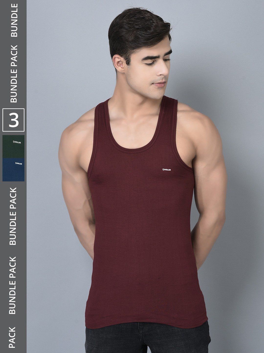 Men's Assorted Pack of 3 Solid Combed Cotton Shrinkless Vest