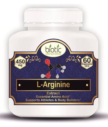 Biotic L Arginine Capsules - LArginine Extract 450 mg (Veg Capsules) 60 gm