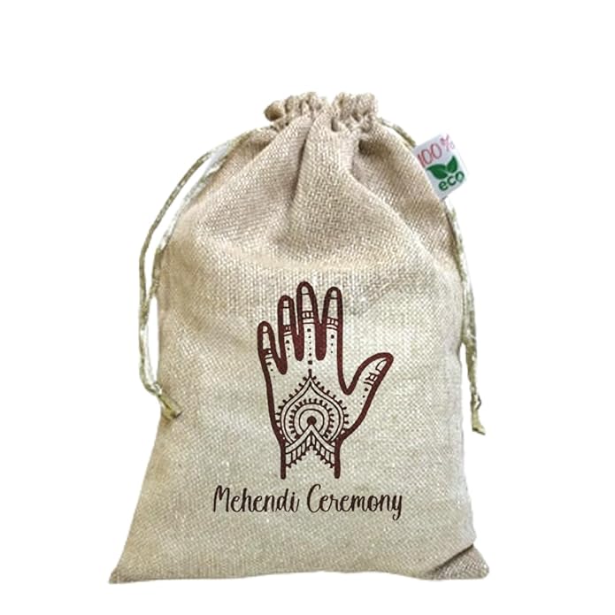 IVARIAN - Jute Potli Bag, Medendi Occasion Gifting Bag, Return Gifting Bag (10x14cm set of 50, Medendi)