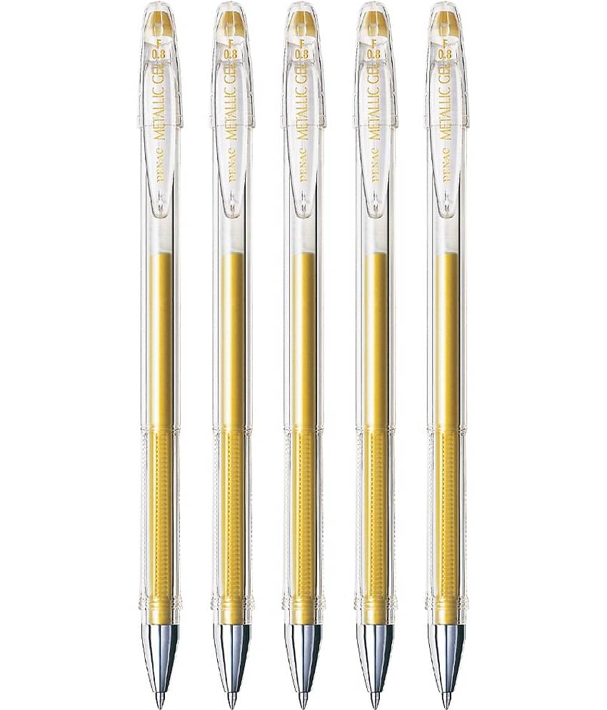 Penac FX-3 Gel Ink ball 0.8mm metallic gold Pen (Pack of 5)