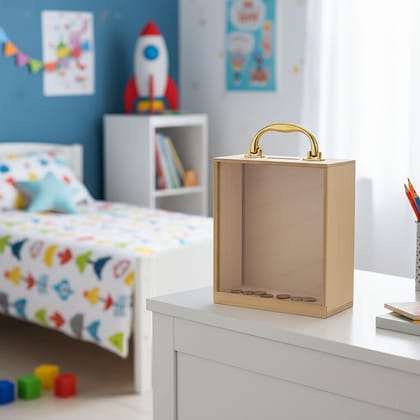 Dbeautify's Box Piggy Bank with Golden Handle