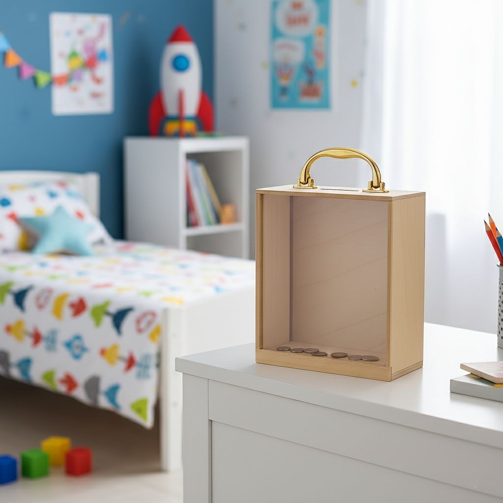 Dbeautify's Box Piggy Bank with Golden Handle