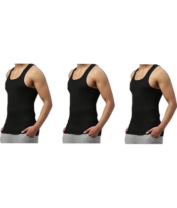 INNERO Pack of 3 Cotton Blend Gym Vest For Men ( Black )