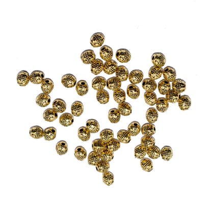 German Silver Metal Oxidize Golden Beads for Jewelry Making. , NGB-043-Per Packet of Approx 105 Pcs (50 Gram) / 6X5 MM