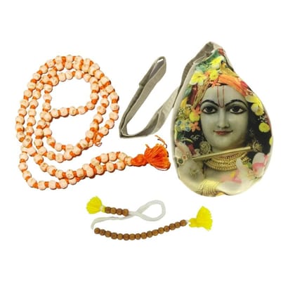 MAYAPURI Krishna Printed Chanting Bag/Japa Bag for Daily Mantra Jaap with Japa Mala & Sakshi Mala