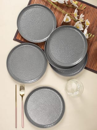 Grey Melamine Round Quarter Plate – Set of 6