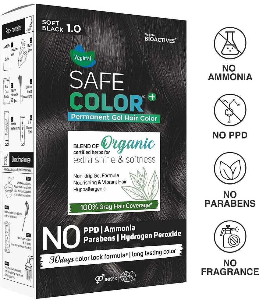 Vegetal Natural Semi Permanent Hair Color 70 g Black