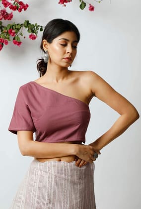 The Stylish Mauve Cotton Blouse-M