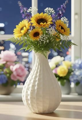 Premium Weaver Vase - White 18 cm Eco-Friendly Biodegradable Plastic Decorative Vase for Home and Office(White) Premium Weaver Vase - White 18 cm Eco-Friendly Biodegradable Plastic Decorative Vase for Home and Office(White)