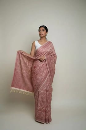 Pattachitra Cotton Saree Cream Maroon Wheel Medallion