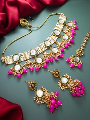 Morison Ethereal Gold Necklace Set with Earrings  Redefine Your Style