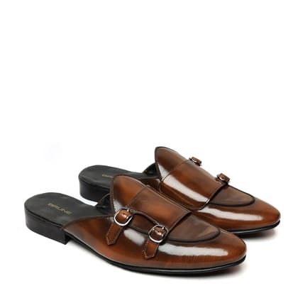 Dark Brown Brush-off Genuine Leather Mules By Brune & Bareskin-40/6