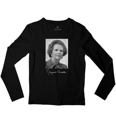 Margaret Thatcher Full Sleeve T-shirt-38 - S / Black