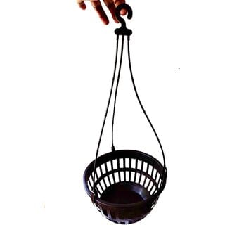 Attractive 6 Nos of Plsatic Black Hanging Pots 18 Tall with Sturdy Plastic Chain Suitable for Orcids,Pothos, Spider Plants, String of Pearls, Philodendron, Petunias and Fuchsias