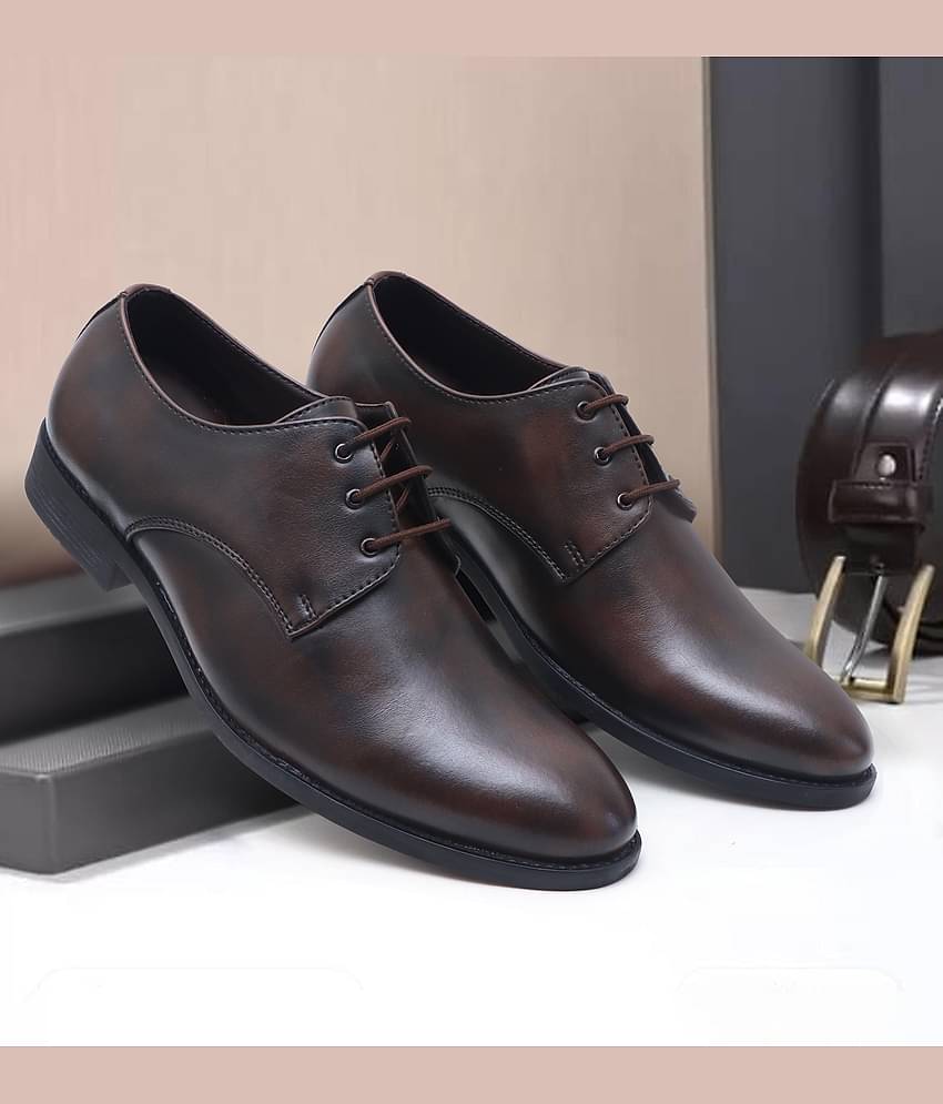 ALCAZO Black Men's Derby Formal Shoes