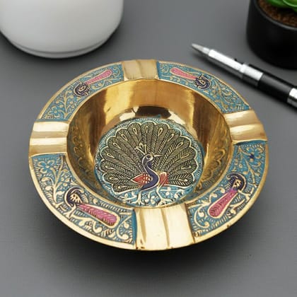 Brass Ashtray | Heavy Quality Decorative Tray, Height : 0.5 Inch (ZMAS382 D)