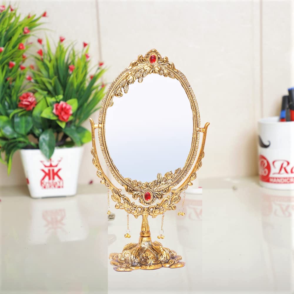 DreamKraft Double Side Table Mirror Gold Plated
