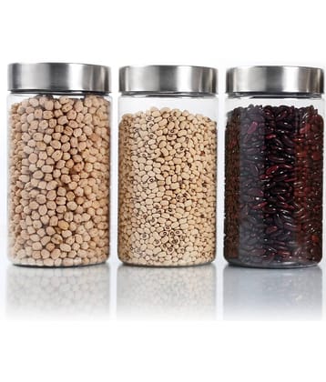 PearlPet PlusJar-2Pcs-1000ml Plastic Transparent Multi-Purpose Container ( Set of 2 )