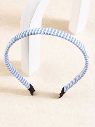Women Blue White Striped Hairband