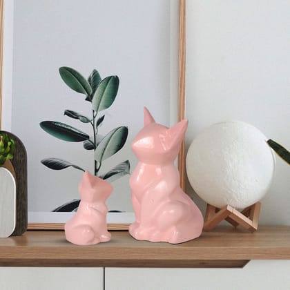 Ceramic Neko Cat Statue for Gift, Size: 9x7.5x13.5 cm-Pink