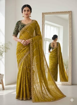 Star Georgette Saree with Sequence Work