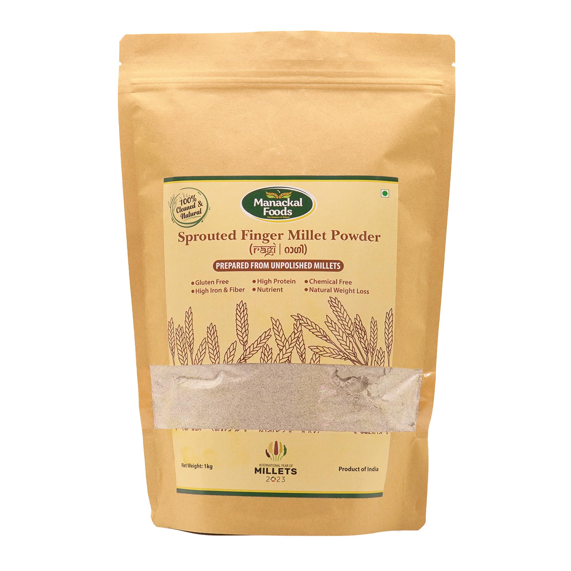 Finger Millet Powder (Ragi Flour) | Natural & Stone-Ground | Gluten-Free | High Calcium & Fiber | 1kg