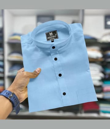 MENTIFIC SKY Blue Cotton Blend Men's Regular Kurta ( Pack of 1 )
