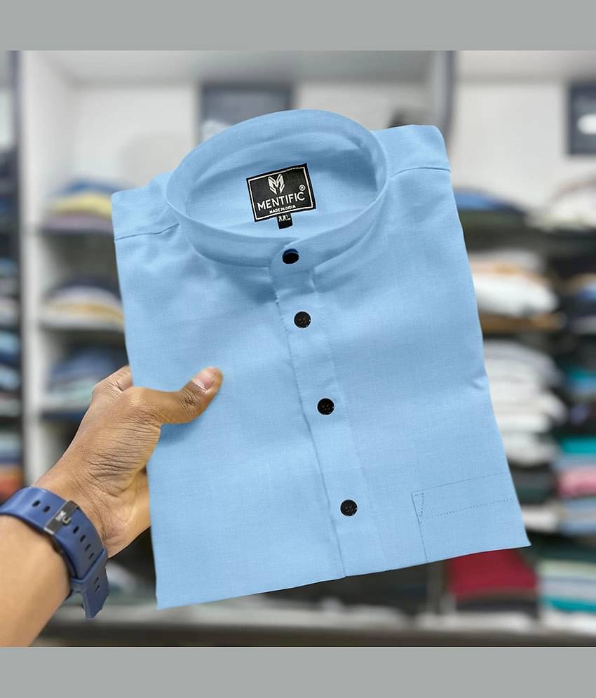 MENTIFIC SKY Blue Cotton Blend Men's Regular Kurta ( Pack of 1 )