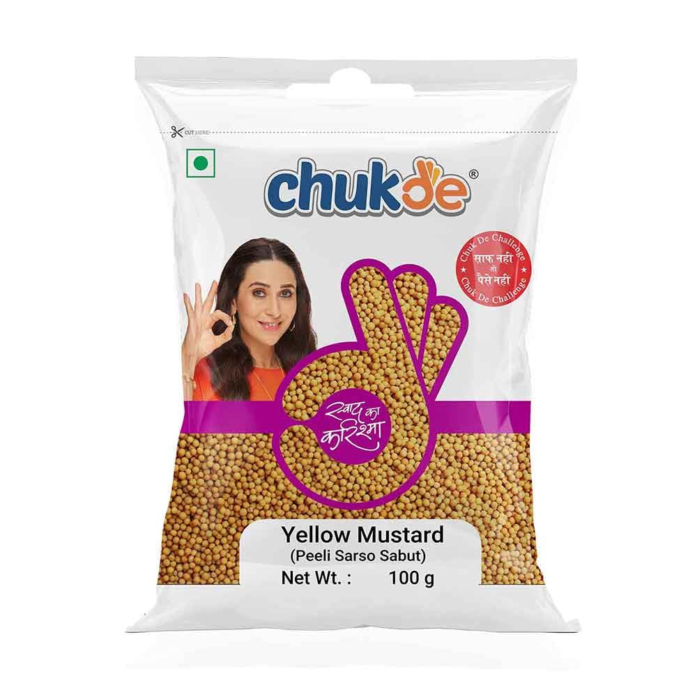 Chukde Pili Sarso, Yellow Mustard Whole Spices, 100g