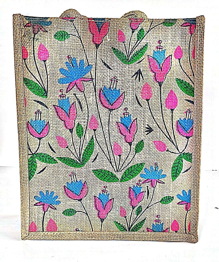 Floral printed jute tote bag - Handbags | Buy online on ZillyBuy